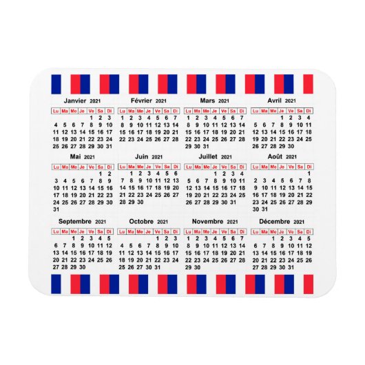 Franse kalender 2021 magneet (Horizontaal)