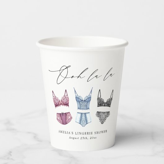 Franse Kant Ondergoed Bruidsdouche Papieren Bekers (Achterkant)