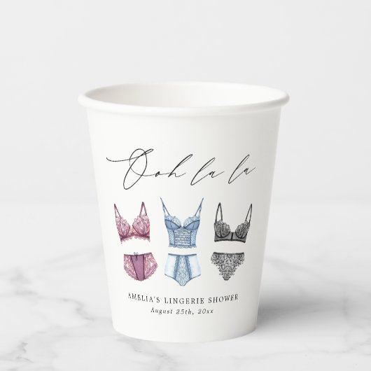 Franse Kant Ondergoed Bruidsdouche Papieren Bekers (Voorkant)
