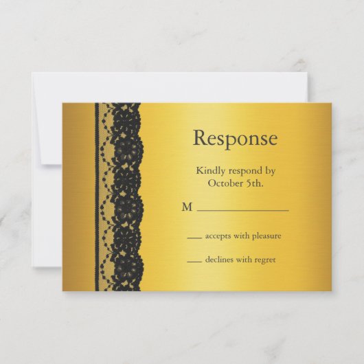 Franse kant RSVP in goud Kaartje (Voorkant)