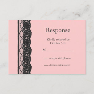 Franse kant RSVP (roze) Kaartje