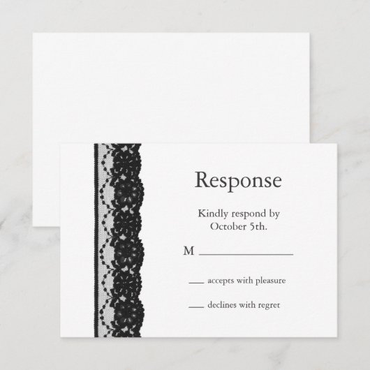 Franse kant RSVP (wit) Kaartje (Voorkant / Achterkant)