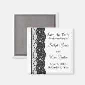 Franse kant Save the Date Magnet (wit) (Voorkant / Achterkant)