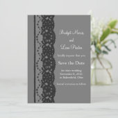 Franse kant Sla de datum op (grijs) Save The Date (Staand voorkant)