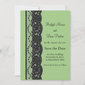 Franse kant sparen de Datum (groen) Save The Date (Voorkant)