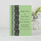 Franse kant sparen de Datum (groen) Save The Date (Staand voorkant)
