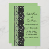 Franse kant sparen de Datum (groen) Save The Date (Voorkant / Achterkant)