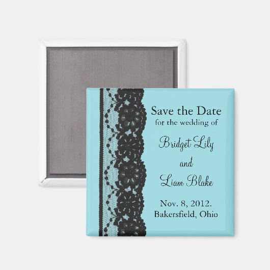 Franse kant sparen de Datum Magnet (turquoise) (Voorkant / Achterkant)