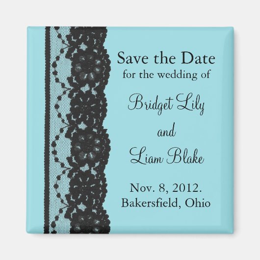 Franse kant sparen de Datum Magnet (turquoise) (Voorkant)