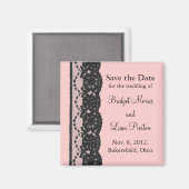 Franse kant Sparen de Magnet van de Datum (roze) (Voorkant / Achterkant)