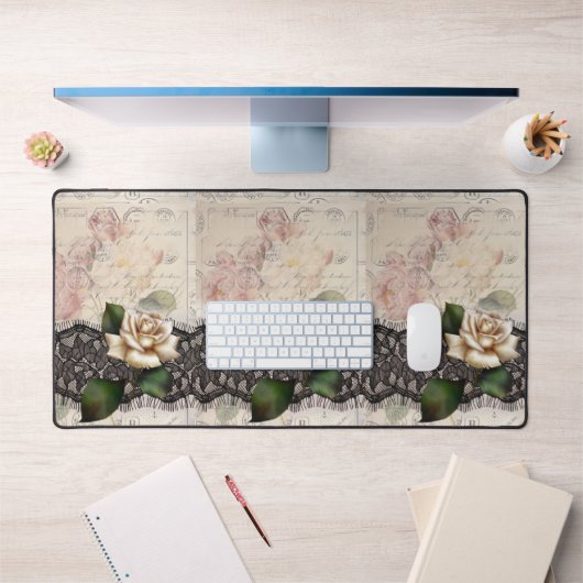 franse  kant Victoriaans witte roos Bureaumat (Kantoor 1)