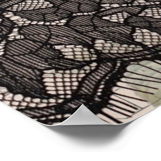 franse  kant Victoriaans witte roos Poster (Hoek)