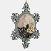 franse kant Victoriaans witte roos Tin Sneeuwvlok Ornament (Links)