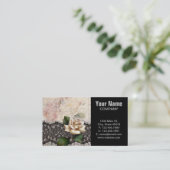 franse  kant Victoriaans witte roos Visitekaartje (Staand voorkant)