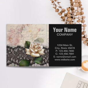franse  kant Victoriaans witte roos Visitekaartje