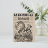 Franse karikatuur van ballonvaarder in heteluchtba briefkaart (Staand voorkant)