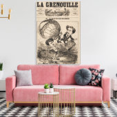 Franse karikatuur van ballonvaarder in heteluchtba canvas afdruk (Insitu (Woonkamer))