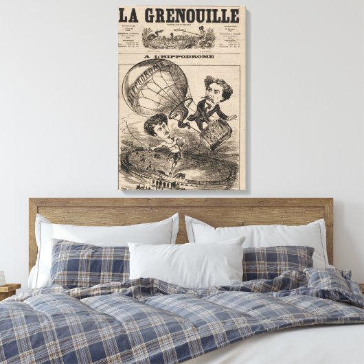 Franse karikatuur van ballonvaarder in heteluchtba canvas afdruk (Insitu (Slaapkamer))