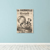 Franse karikatuur van ballonvaarder in heteluchtba canvas afdruk (Insitu (Houten vloer))