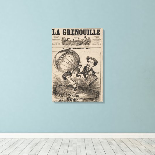 Franse karikatuur van ballonvaarder in heteluchtba canvas afdruk (Insitu (Houten vloer))