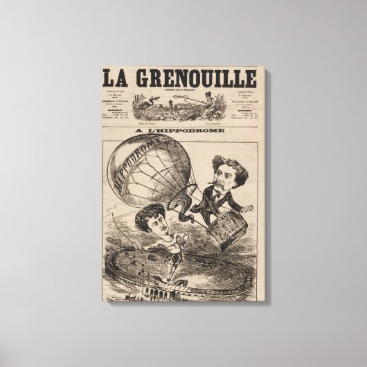 Franse karikatuur van ballonvaarder in heteluchtba canvas afdruk (Voorkant)