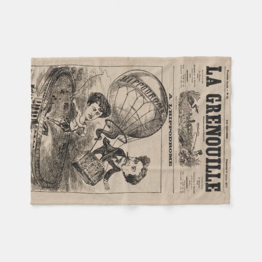 Franse karikatuur van ballonvaarder in heteluchtba fleece deken (Voorkant (Horizontaal))