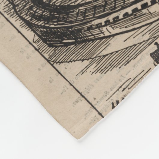 Franse karikatuur van ballonvaarder in heteluchtba fleece deken (Hoek)