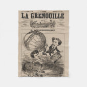 Franse karikatuur van ballonvaarder in heteluchtba fleece deken (Voorkant)