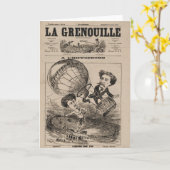 Franse karikatuur van ballonvaarder in heteluchtba kaart (Gele Bloem)