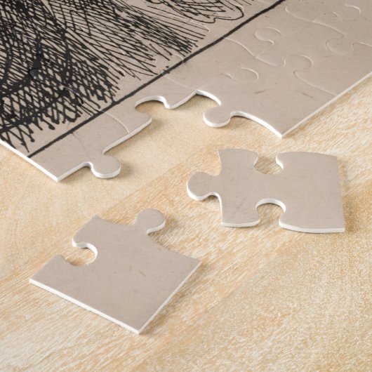 Franse karikatuur van ballonvaarder in heteluchtba legpuzzel (Zijkant)