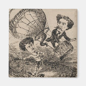 Franse karikatuur van ballonvaarder in heteluchtba magneet (Voorkant)