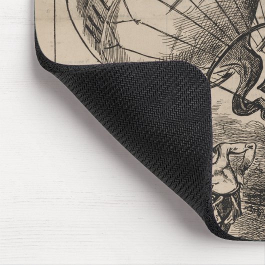 Franse karikatuur van ballonvaarder in heteluchtba muismat (Hoek)