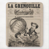 Franse karikatuur van ballonvaarder in heteluchtba muismat (Voorkant)