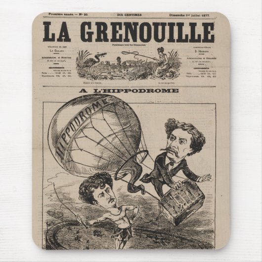 Franse karikatuur van ballonvaarder in heteluchtba muismat (Voorkant)