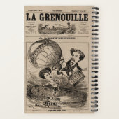 Franse karikatuur van ballonvaarder in heteluchtba notitieboek (Achterkant)