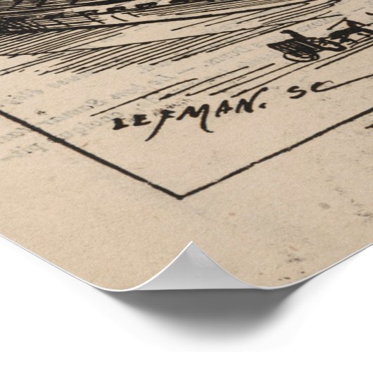 Franse karikatuur van ballonvaarder in heteluchtba poster (Hoek)