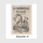 Franse karikatuur van ballonvaarder in heteluchtba sticker (Vel)