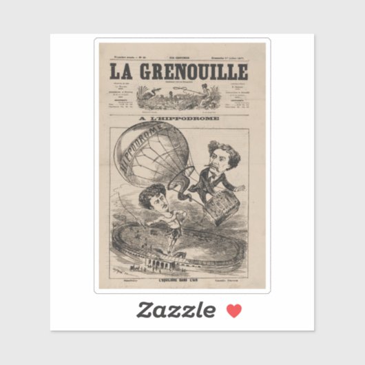 Franse karikatuur van ballonvaarder in heteluchtba sticker (Vel)