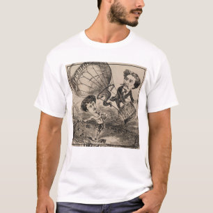 Franse karikatuur van ballonvaarder in heteluchtba t-shirt