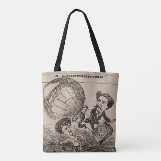 Franse karikatuur van ballonvaarder in heteluchtba tote bag (Achterkant)