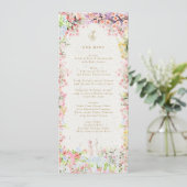 Franse kasteel bloemrijke lente bruiloft menu (Staand voorkant)