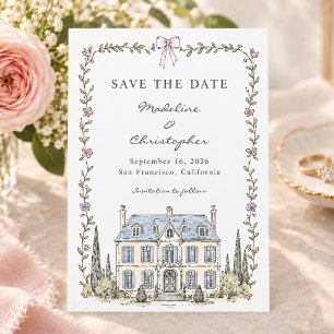 Franse Kasteel Foto Bruiloft Save the Date