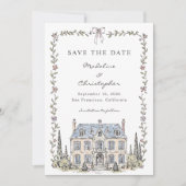 Franse Kasteel Foto Bruiloft Save the Date (Voorkant)