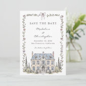 Franse Kasteel Foto Bruiloft Save the Date (Staand voorkant)