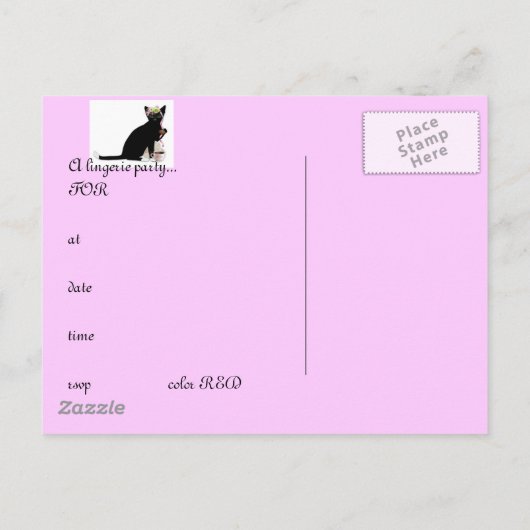 Franse Kat Bruid Uitnodiging Briefkaart (Achterkant)