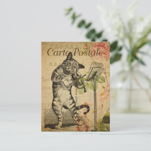  Franse kat die de gewelddadigheden speelt Briefkaart (Staand voorkant)