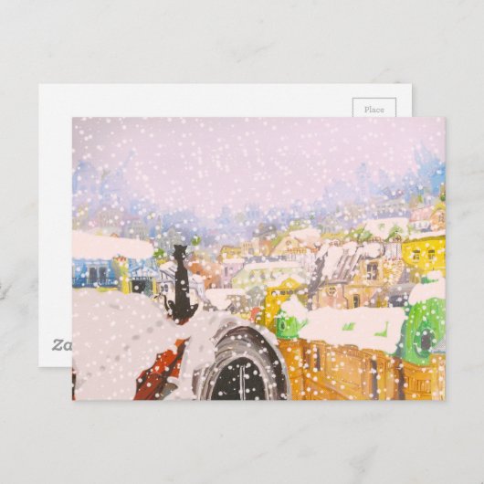 Franse kat op het dak briefkaart (Voorkant / Achterkant)