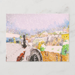 Franse kat op het dak briefkaart