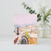 Franse kat op het dak briefkaart (Staand voorkant)