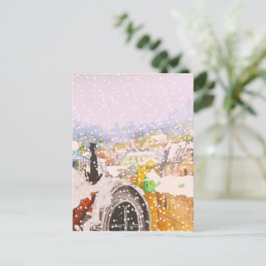 Franse kat op het dak briefkaart (Staand voorkant)